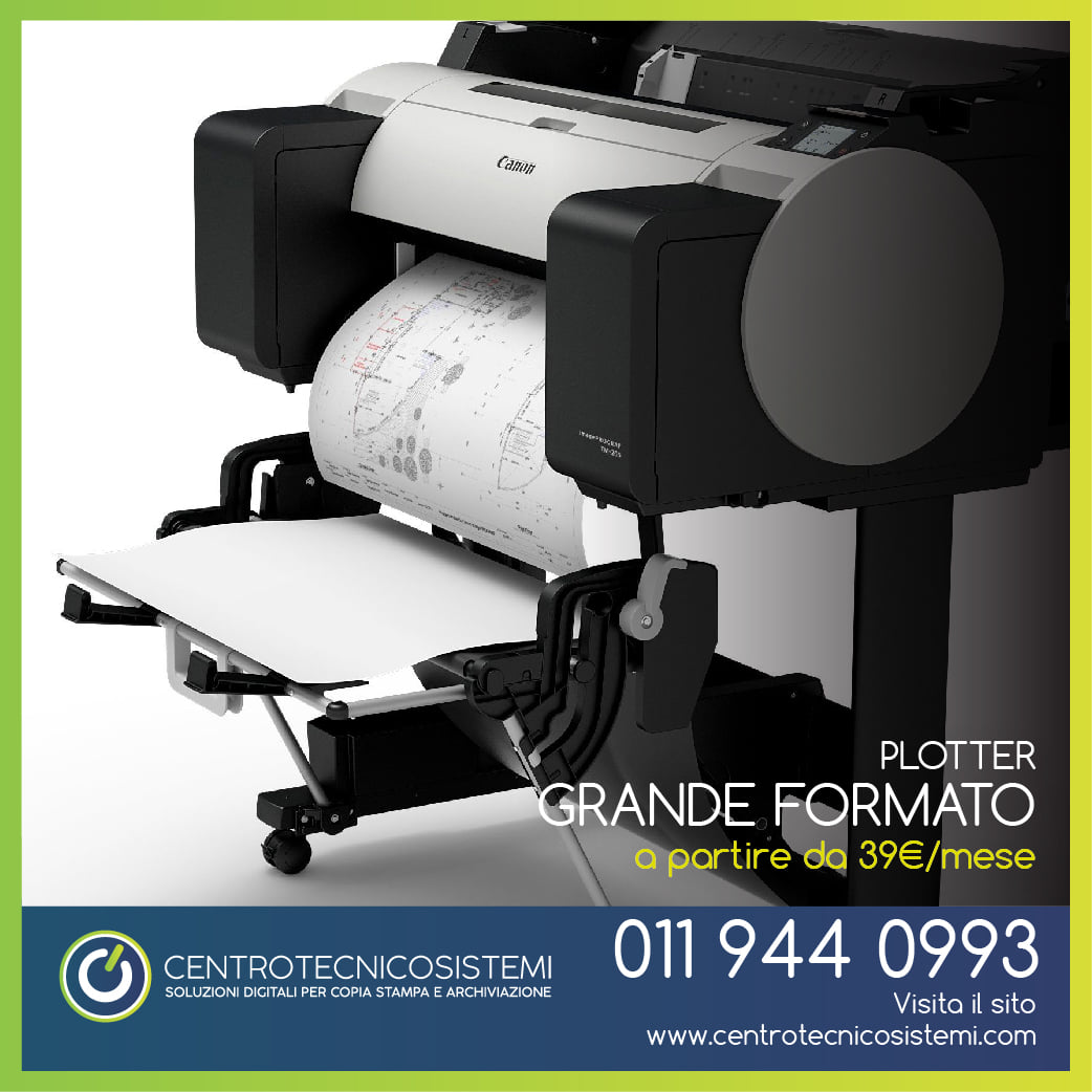 plotter grande formato a noleggio a partire da 39 euro al mese