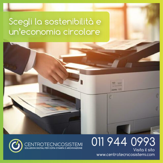 Stampa in modo responsabile e contribuisci a un futuro più verde! 
Scegliendo il noleggio delle nostre multifunzione e plotter, riduci il tuo impatto ambientale. 

Toner riciclati, consumo energetico ottimizzato e dispositivi a fine vita gestiti in modo responsabile: un piccolo gesto per un grande cambiamento. Inoltre, con il noleggio, eviti gli sprechi legati all'obsolescenza tecnologica e promuovi un'economia circolare. Unisciti a noi e fai la differenza! 

Scopri di più su www.centrotecnicosistemi.com 
#noleggiostampanti #sostenibilità #ambiente #economiaCircolare #green #ecologico #riciclo #futuro